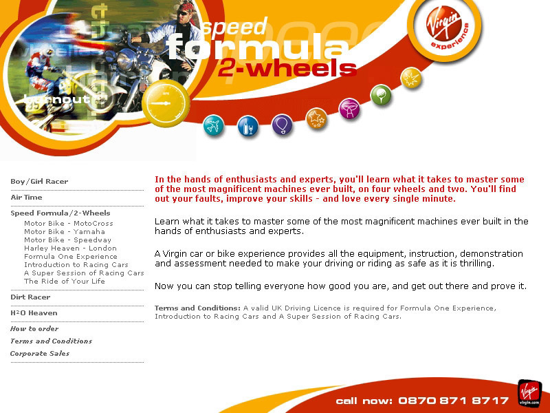 Virgin web site design